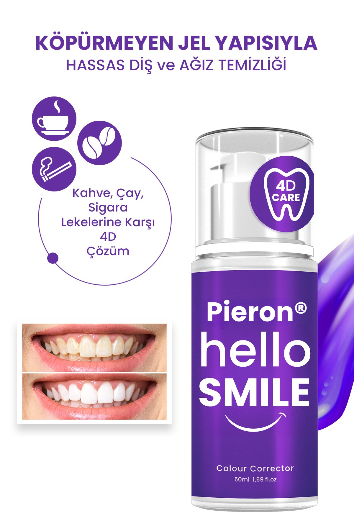 Pieron® 4D Hello Smile Beyazlatıcı Diş Jeli